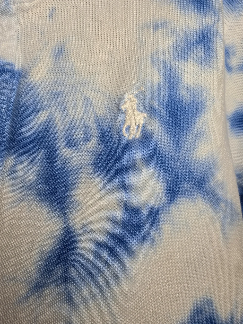 Polo by Ralph Lauren Blue and White Tie-Dye Polo Shirt